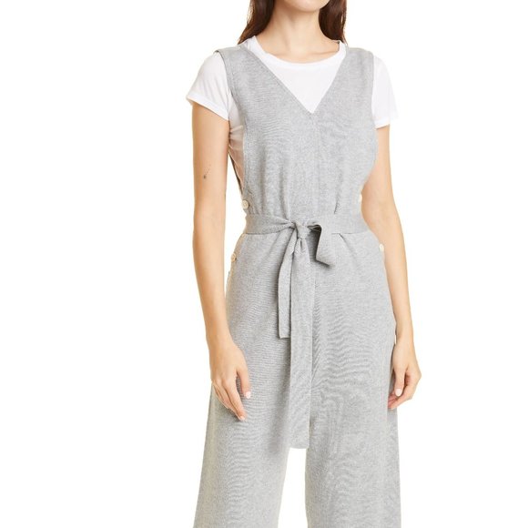 ALEX MILL Ollie Overalls Jumpsuit Size XS Cotton & Wool Knit Grey NEW $175 - Picture 3 of 10